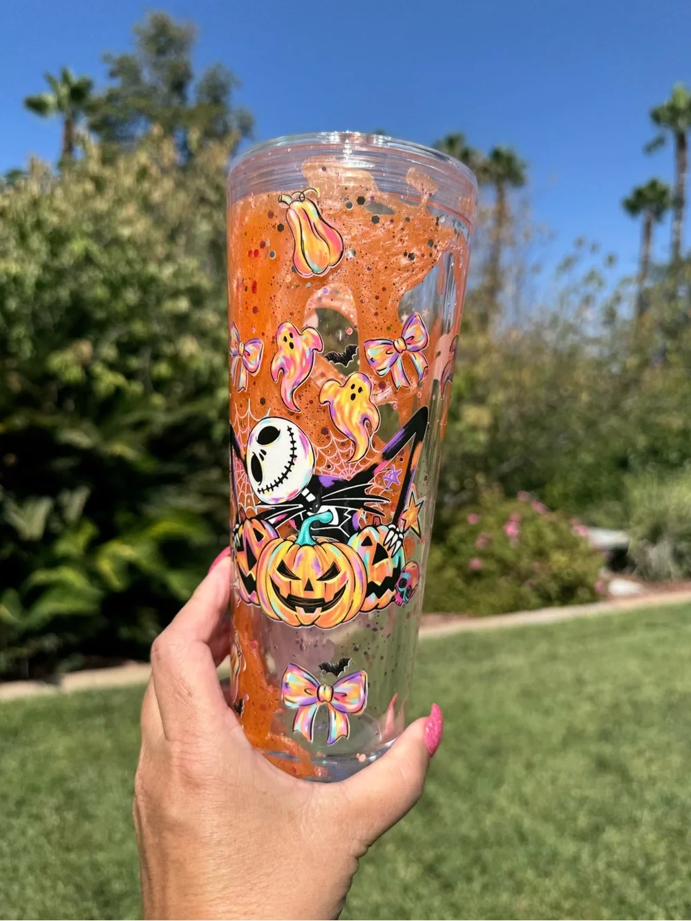 Jack skellington jelly snow globe tumbler 24oz